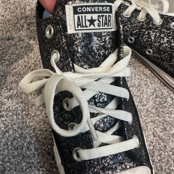 Converse Chuck Taylor Black All Star Glitter Low Top Sneakers Sz 9 - Picture 8 of 11